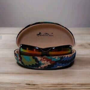 Montana West Rhinestones & Western Beads Sunglasses Hard Case UV 400 Rare READ